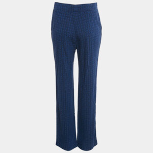 Sandro Blue Jacquard Crepe Amparo Pant Womens Size S 4 Designer Luxury Career
